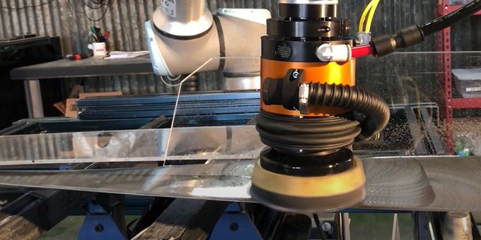 Using ATI’s AOV-10 Compliant Orbital Sander and Universal Robots UR10e, Kane Robotics integrated an aluminum polishing application that multiplies productivity.